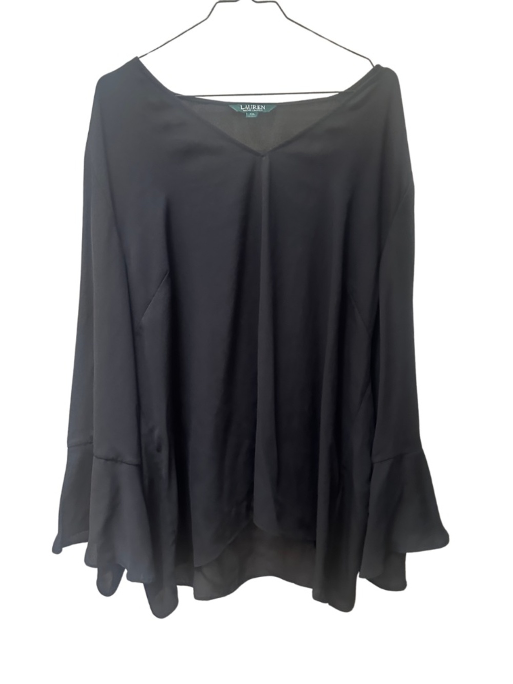 Lauren by Ralph Lauren Black Long Sleeve Flowy Top - Women's XXL